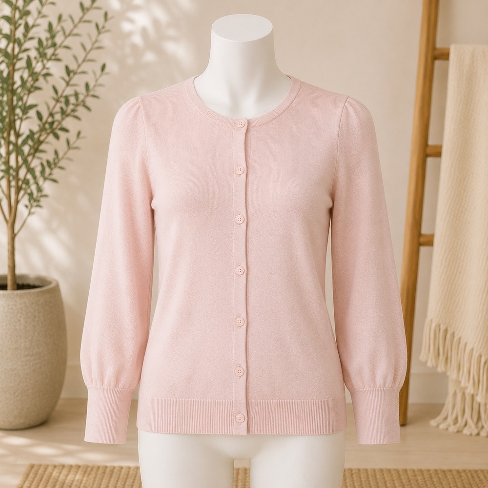 NWT Nordstrom Cardigan Sweater XS Pink Button Front Crew Neck Knit
